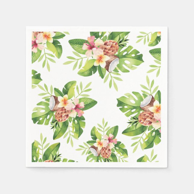 Serviette En Papier Aquarelle tropicale chic Floral (Devant)