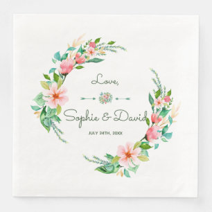 Serviette En Papier Aquarelle tropicale exotique Luau Mariage floral