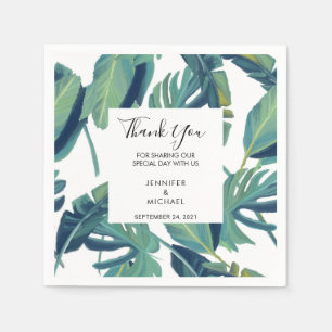 Serviette En Papier Aquarelle tropicale feuille Merci mariage