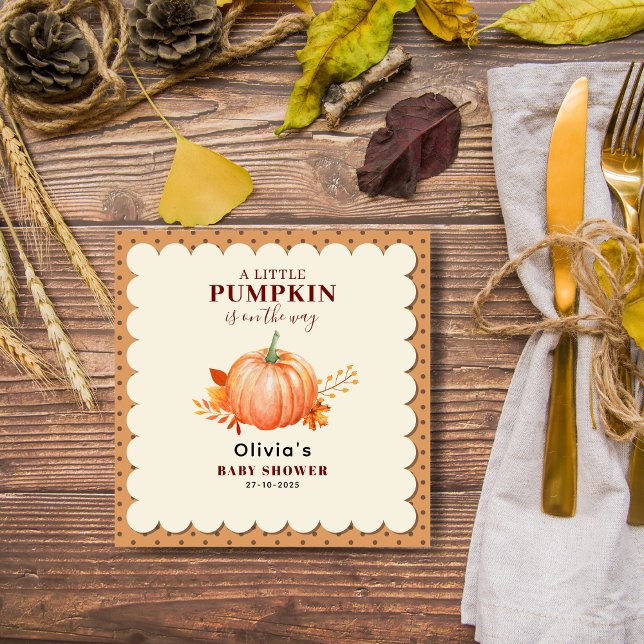 Serviette En Papier Aquarelle un Baby shower d'automne un peu Citrouil (pumpkin baby shower unique style with vintage charm fall autumn theme thanksgiving)
