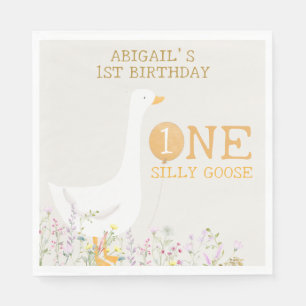 Serviette En Papier Aquarelle Une oie soie Fleur sauvage 1er anniversa