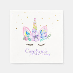 Serviette En Papier Aquarelle Unicorn Napkin