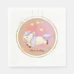 Serviette En Papier Aquarelle Unicorne Rainbow Party Napkins