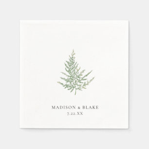 Serviette En Papier Aquarelle végétale minimaliste Mariage de foune