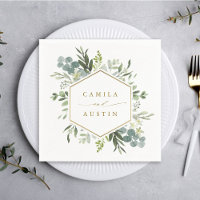 Aquarelle Verdure or Script Hexagon Mariage