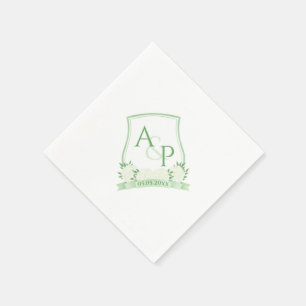 Serviette En Papier Aquarelle Vert Et Blanc Hydrangea Mariage Crest