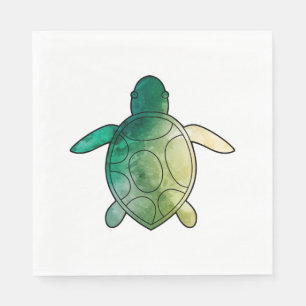 Serviette En Papier Aquarelle verte de la tortue marine