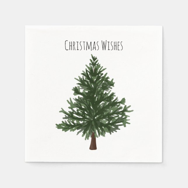 Serviette En Papier Aquarelle verte sapin de Noël (Devant)