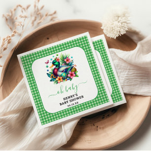 Serviette En Papier Aquarelle verte Un Lucky Duck Boy 1er anniversaire