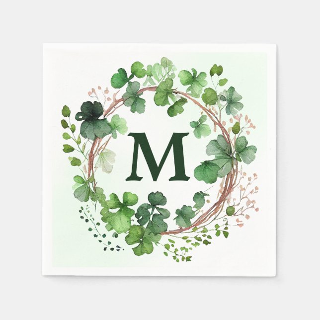 Serviette En Papier Aquarelle Verte Vestige Courbe Saint Patrick (Devant)
