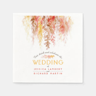 Serviette En Papier Aquarelle vignes orange rouge brun mariage de auto