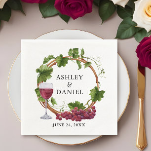 Serviette En Papier Aquarelle Vignes Vignes Bois Mariage Wreath