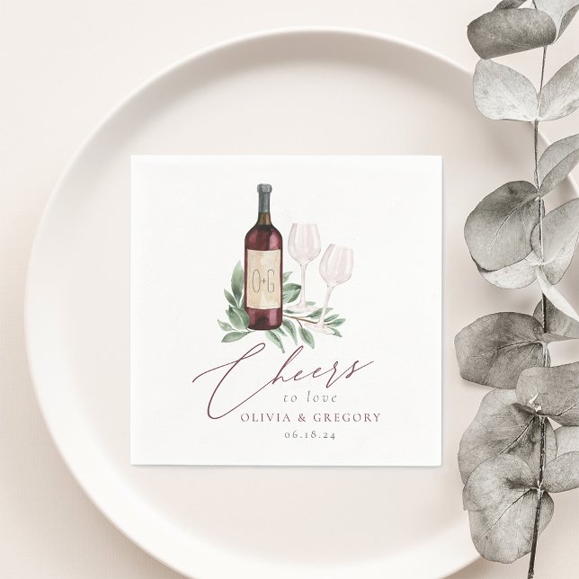 Serviette En Papier Aquarelle Vin Rouge Botanique Chefs à l'amour (Créateur téléchargé)