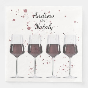 Serviette En Papier Aquarelle vin rouge soirée apéritif