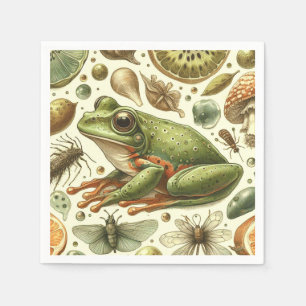 Serviette En Papier Aquarelle vintage de grenouille