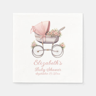 Serviette En Papier Aquarelle vintage Porte-bébé rose Personnalisé