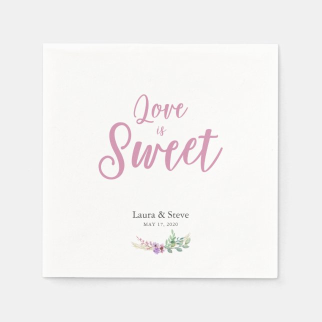 Serviette En Papier Aquarelle violet design floral pour événements gén (Devant)