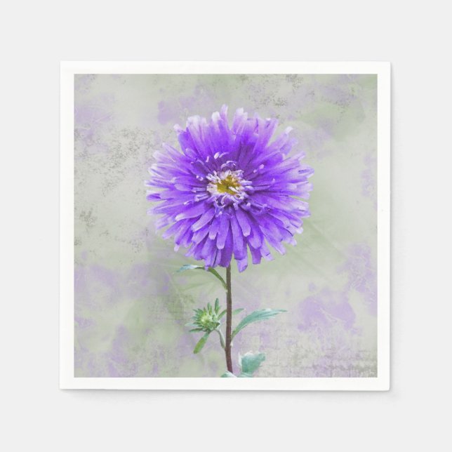 Serviette En Papier Aquarelle violette dahlia (Devant)