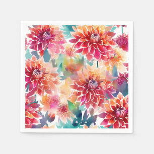 Serviette En Papier Aquarelle vive Dahlia