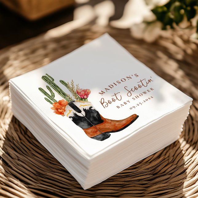Serviette En Papier Aquarelle Western Boot Scootin' Baby shower (Créateur téléchargé)