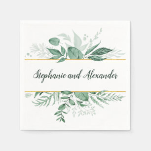 Serviette En Papier Aquarelle Wild Feuilles Hunter Mariage vert