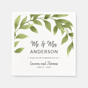 Serviette En Papier Aquarelle Willow Wreath Mariage serviettes Décon