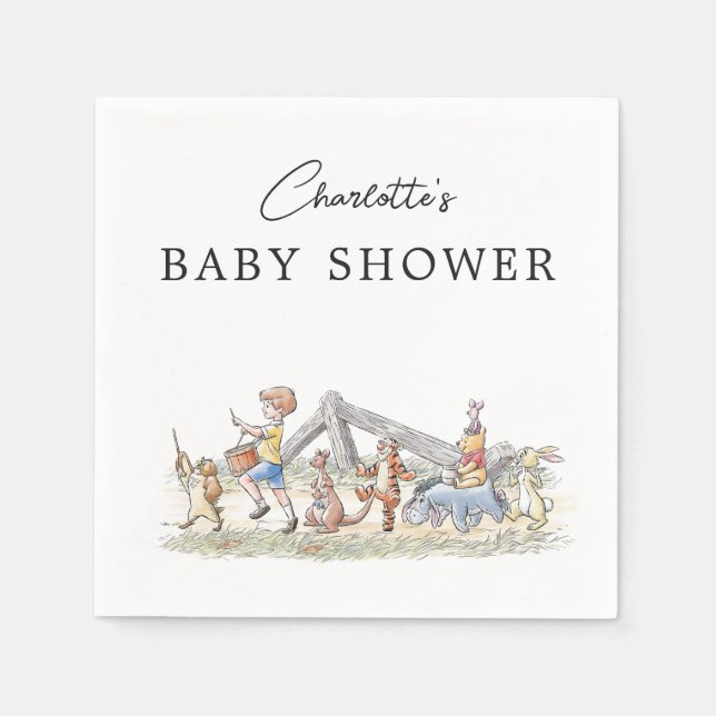 Serviette En Papier Aquarelle Winnie le Baby shower Pooh & Pals (Devant)