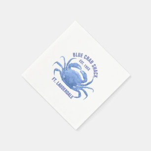 Serviette En Papier Aquarelles Crabe bleu Illustration Texte personnal