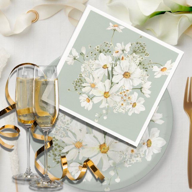 Serviette En Papier Aquarelles florales margueuses (Créateur téléchargé)