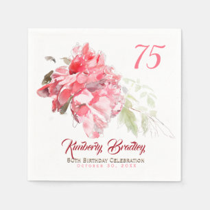Serviette En Papier Aquarelles Peony originales 75e Anniversaire de fê