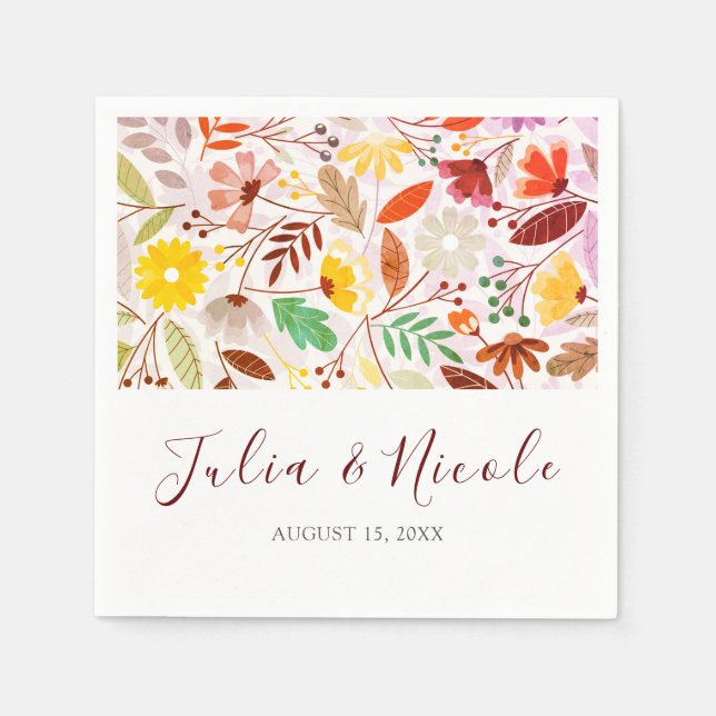 Serviette En Papier Aquarelles vives Fleurs de tulipe d'été Mariage (Devant)