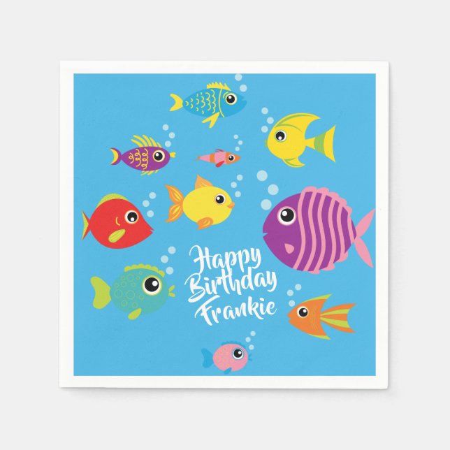 Serviette En Papier Aquarium de poisson 1er anniversaire de fête Napki (Devant)