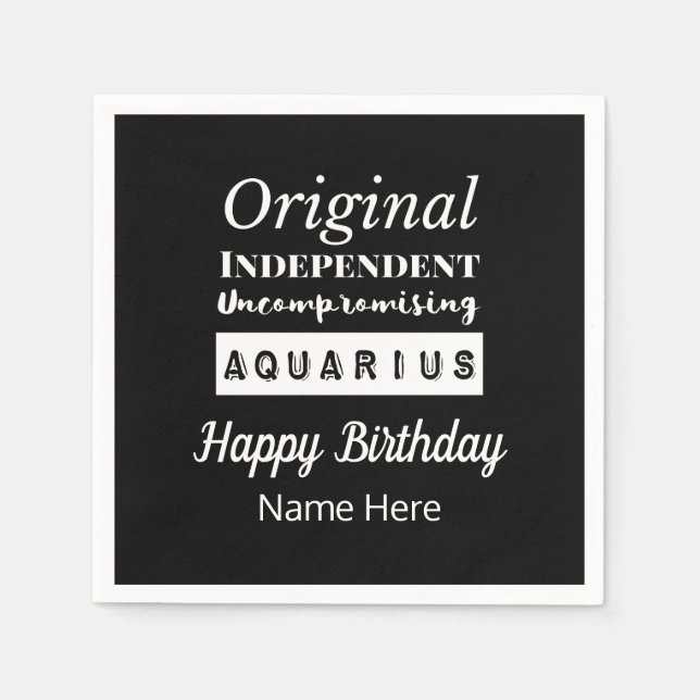 Serviette En Papier Aquarius Zodiac Caractéristiques amusantes Anniver (Devant)
