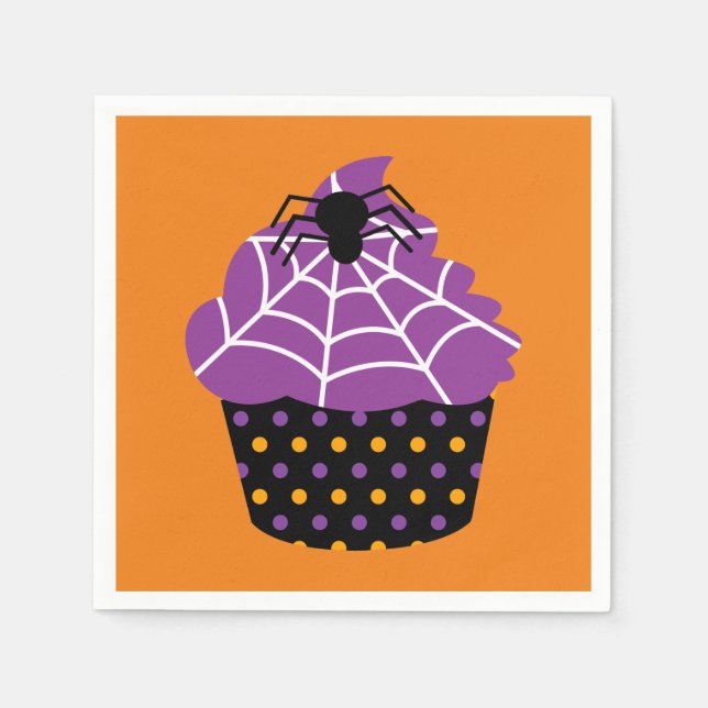 Serviette En Papier Araignée cupcake Halloween (Devant)