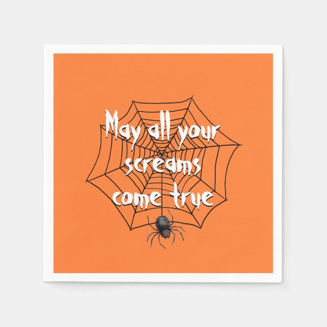 Serviette En Papier Araignée de fête d'Halloween sur le Web (Devant)