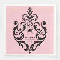 Araignée en Damassé Rose et Noir | Baby Shower