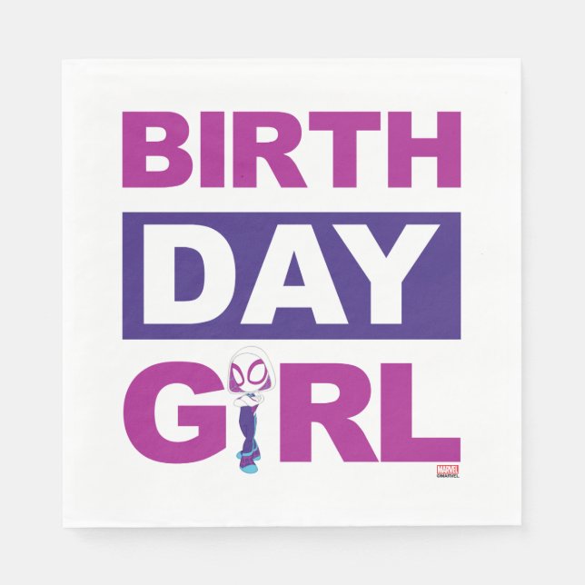 Serviette En Papier Araignée fantôme | Chalkboard Birthday Girl (Devant)