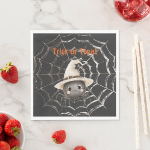 Serviette En Papier Araignée joyeuse et amicale sur toile Halloween