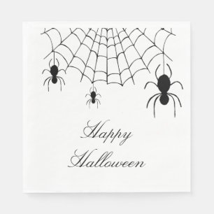 Serviette En Papier Araignées d'Halloween Éffrayant noir blanc