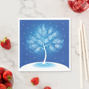 Serviette En Papier Arbre Blanc Dans La Neige
