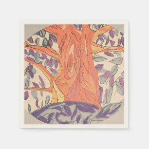 Serviette En Papier Arbre de couleurs du contraste antique