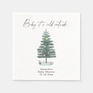 Serviette En Papier Arbre de Noël à l'aquarelle pour baby shower