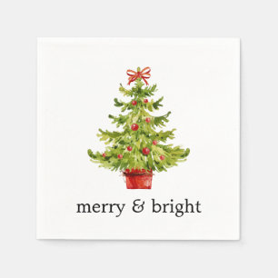 Serviette En Papier Arbre de Noël aquarelle papier Joyeux & Lumineux