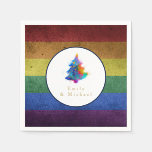 Serviette En Papier Arbre de Noël arc-en-ciel LGBT Fête du drapeau de 