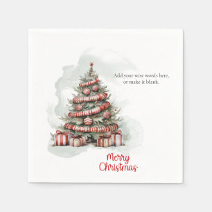 Serviette En Papier Arbre de Noël blanc rouge traditionnel