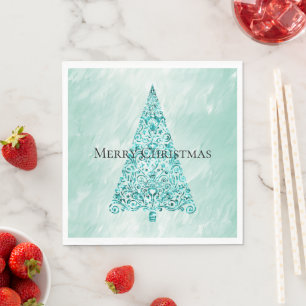 Serviette En Papier Arbre de Noël Chic Monnaie Blanche