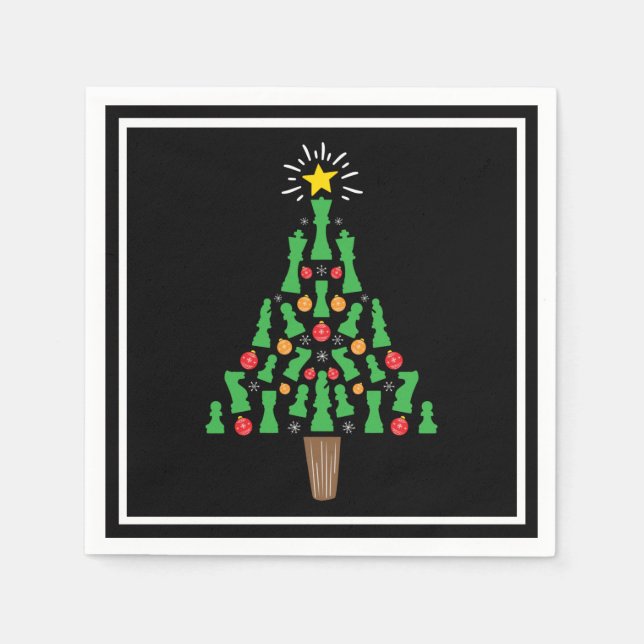 Serviette En Papier Arbre de Noël de la pièce d'échecs (Devant)