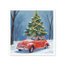 Arbre de Noël de vacances de voiture rouge antique