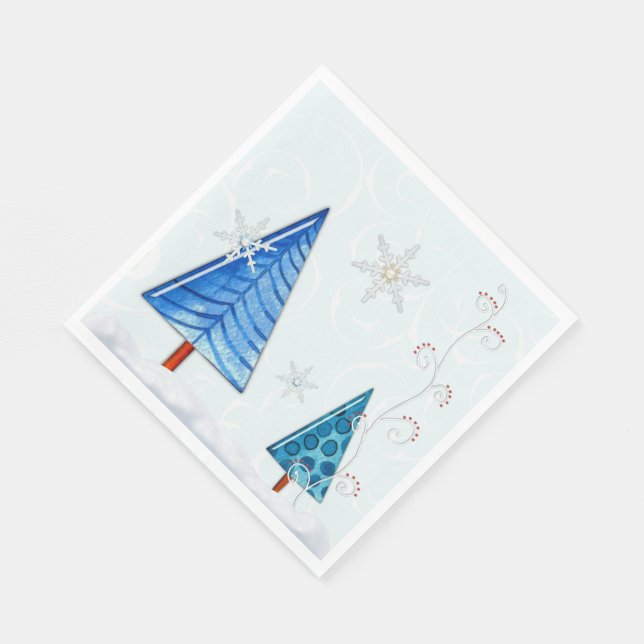 Serviette En Papier Arbre de Noël et bijoux à flocons de neige (Coin)