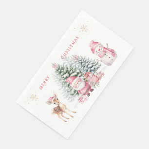 Serviette En Papier Arbre de Noël Faune Père Noël Snowman